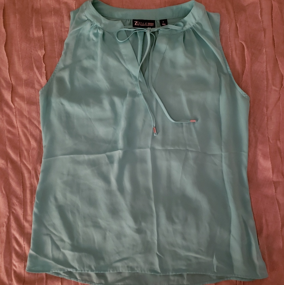 🔶️ 7th Avenue - Teal/Blue Tie-Front Shell Tank